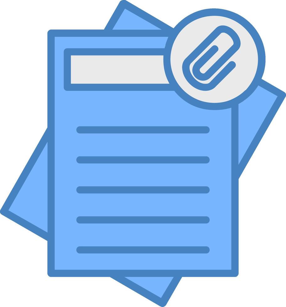 Paperclip Line Filled Blue Icon vector