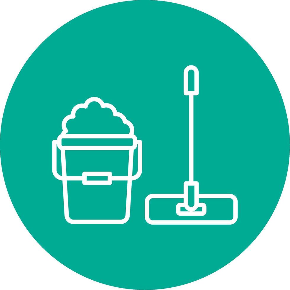 Mop Multi Color Circle Icon vector