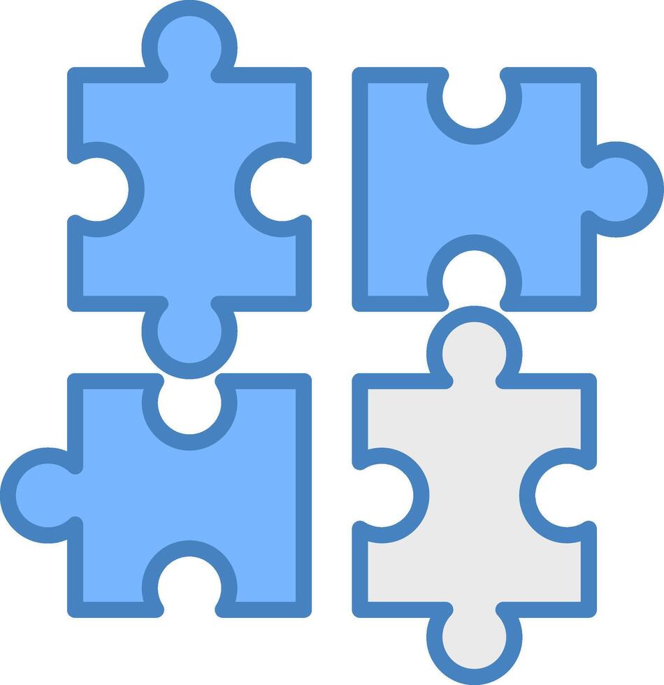 Jigsaw Line Filled Blue Icon vector