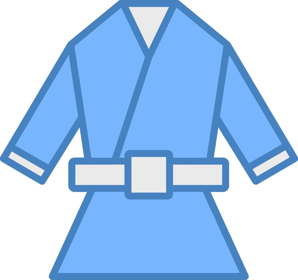 Kimono Line Filled Blue Icon vector