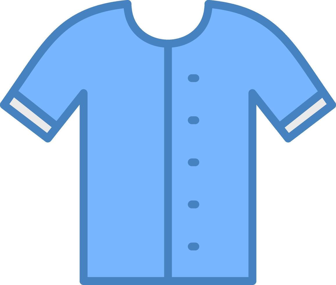 camisa línea lleno azul icono vector