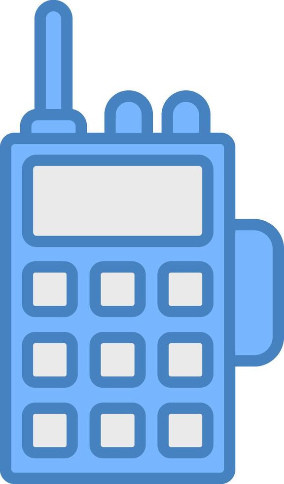 Walkie Talkie Line Filled Blue Icon vector