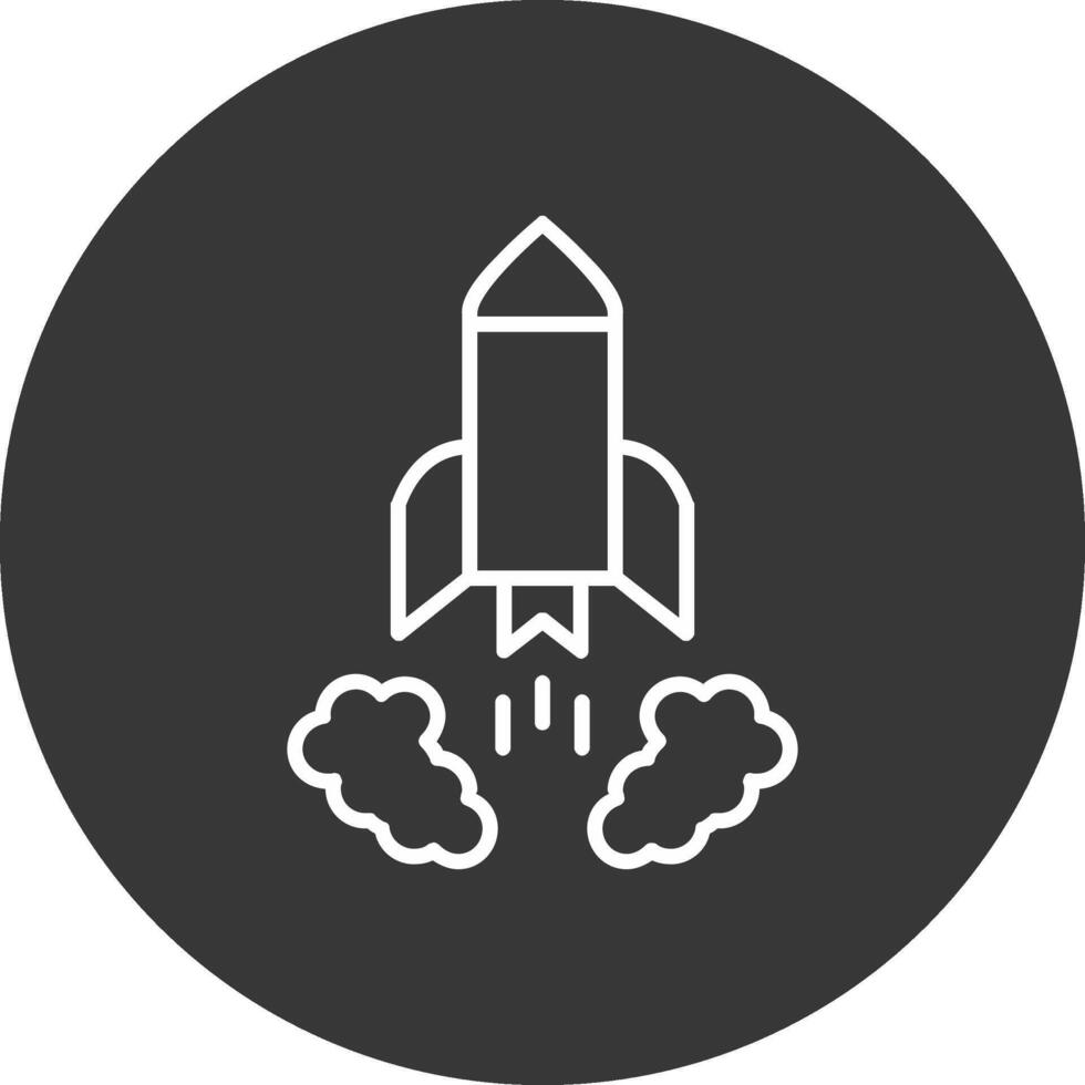 Rocket Launch Line Inverted Icon Design vector
