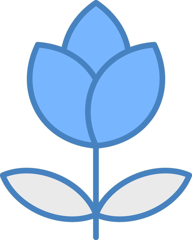 flor línea lleno azul icono vector