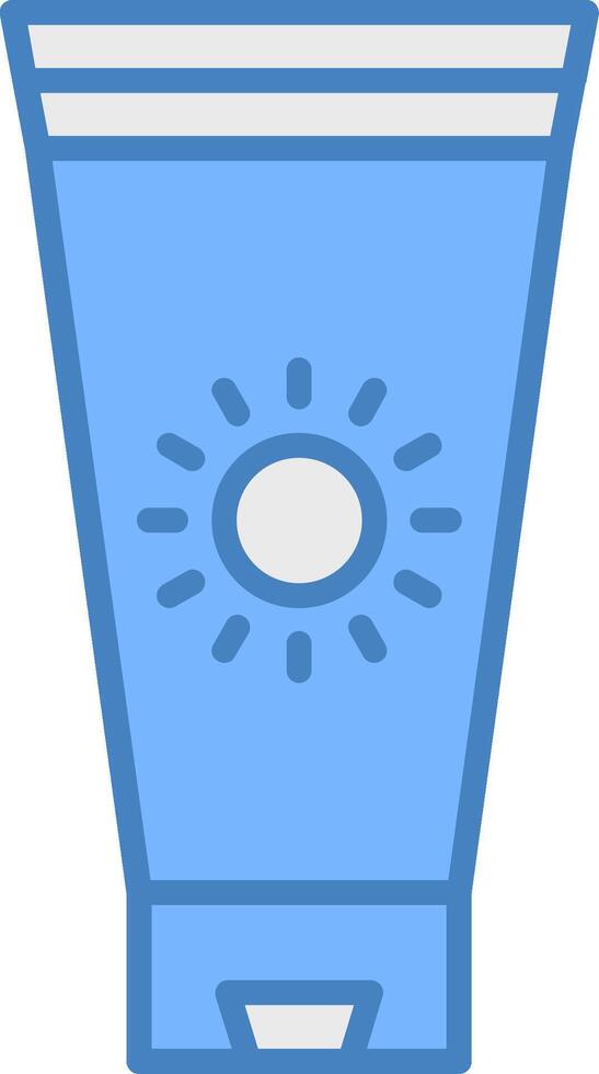 Sunblock Cream Line Filled Blue Icon vector