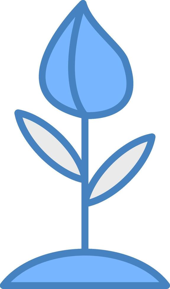 flor brote línea lleno azul icono vector