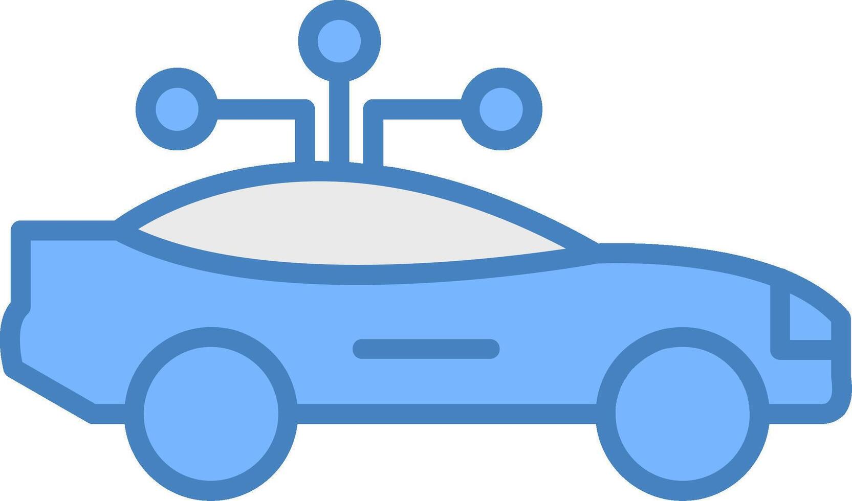 Smart Car Line Filled Blue Icon vector