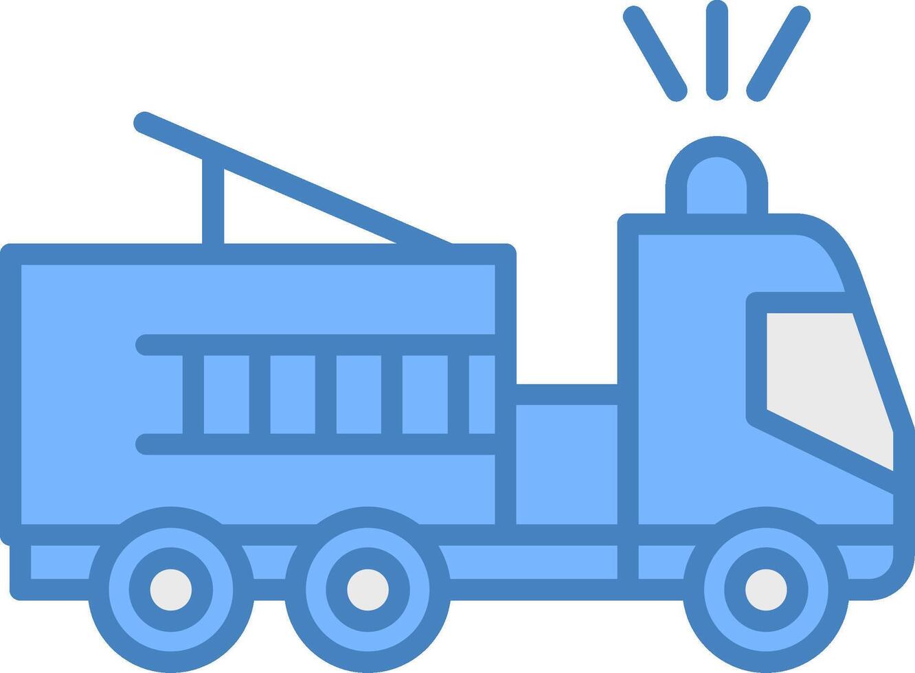 fuego camión línea lleno azul icono vector
