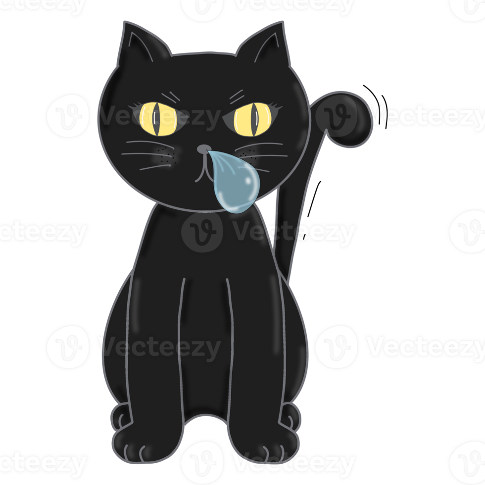 Cartoon Cat Hand drawing laying and sitting on the floor png