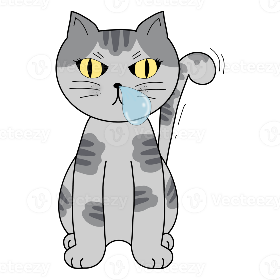 Cartoon Cat Hand drawing laying and sitting on the floor png