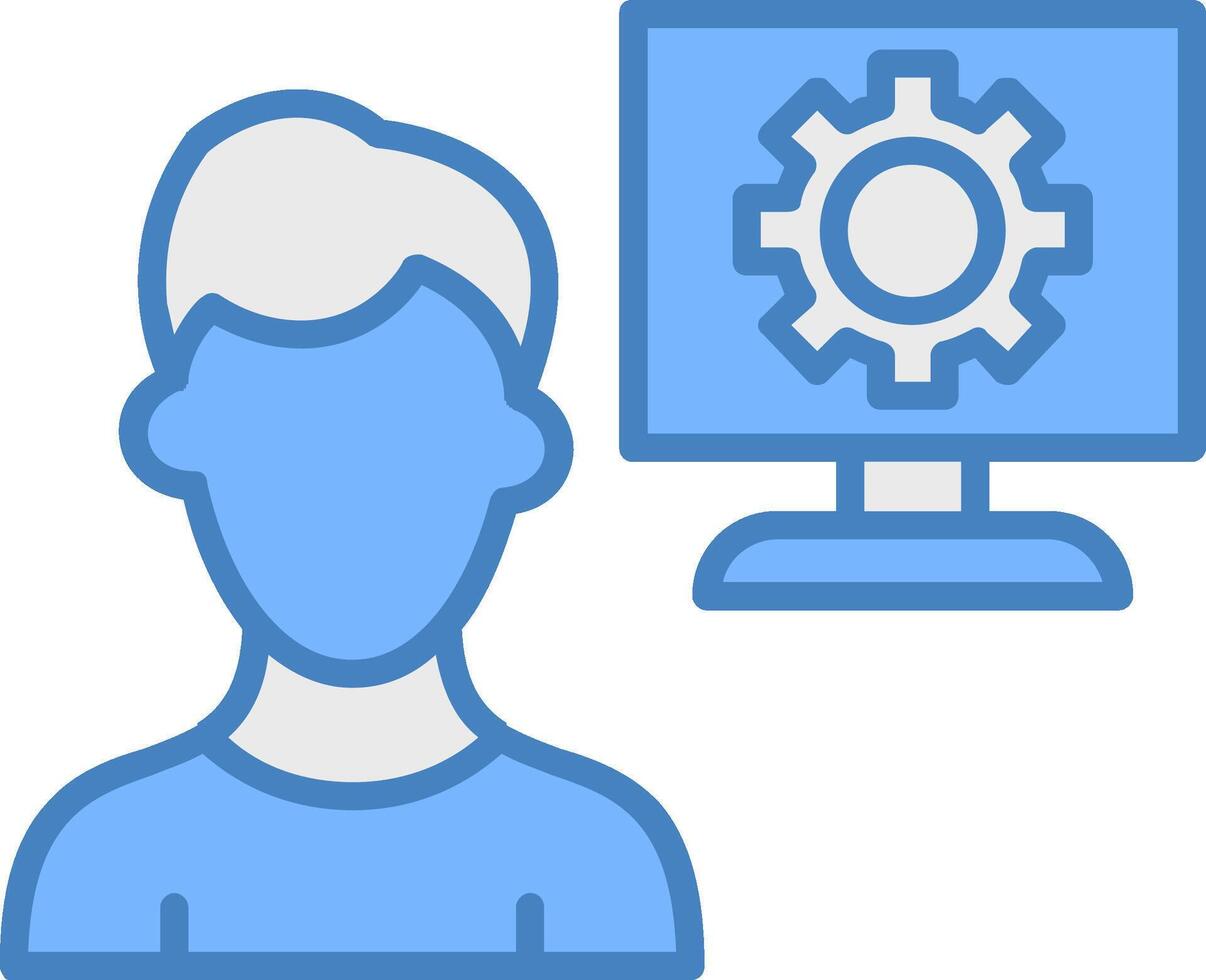 Air Engineer Line Filled Blue Icon vector