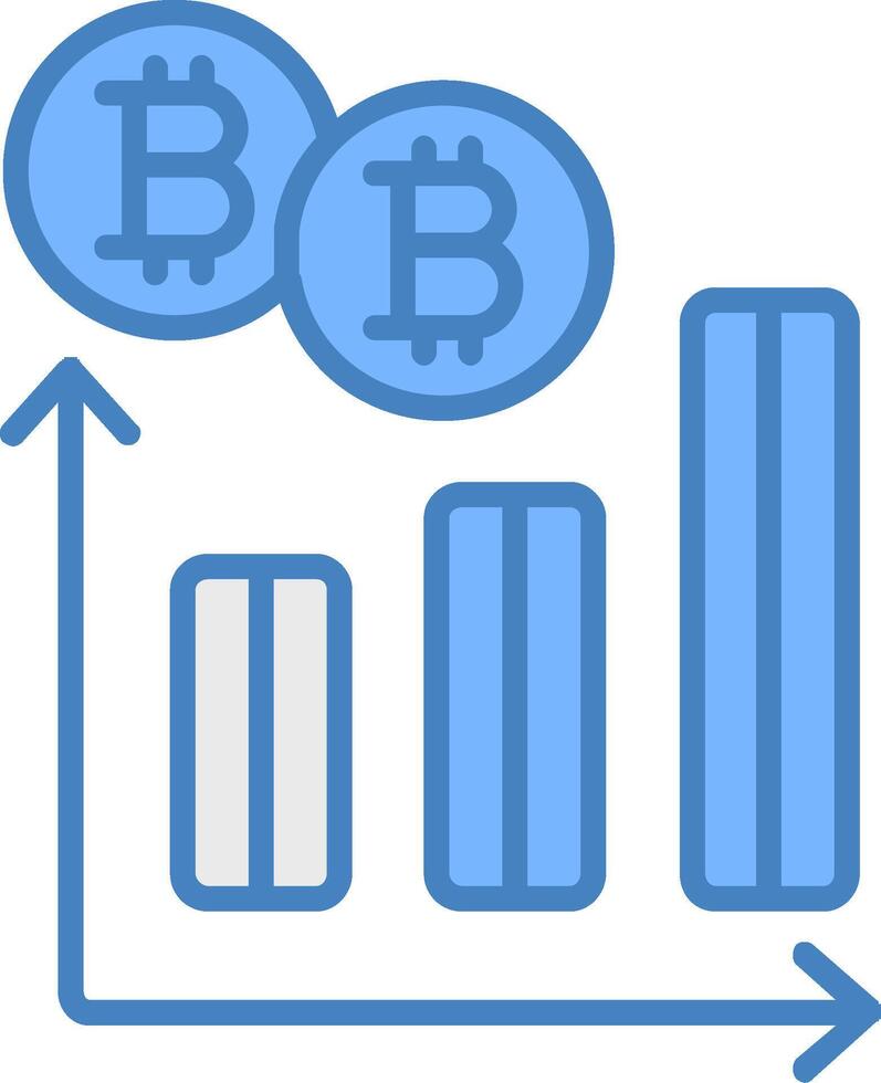 bitcoin grafico línea lleno azul icono vector