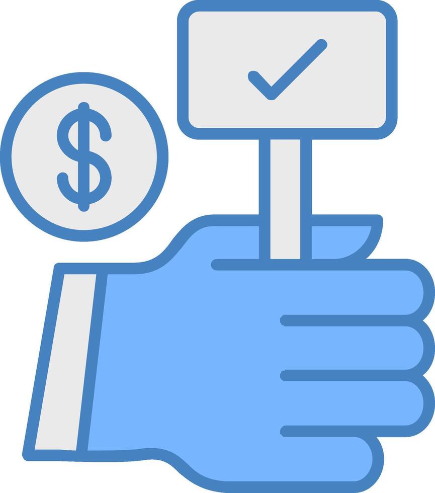 Auction Bid Line Filled Blue Icon vector