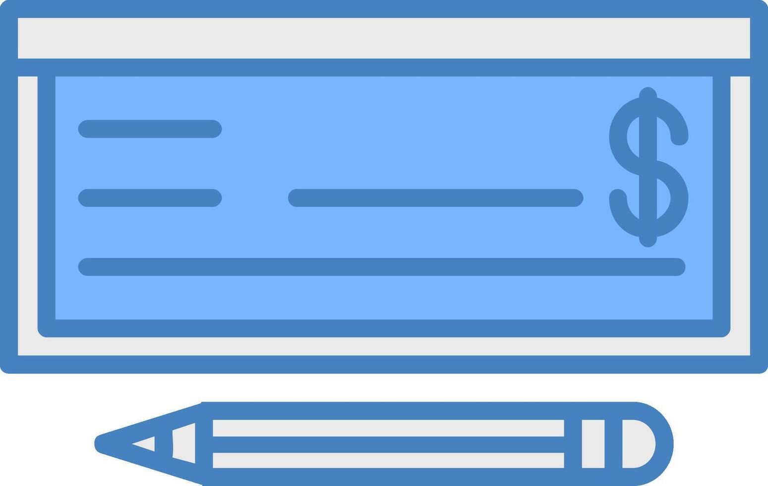 dinero cheque línea lleno azul icono vector