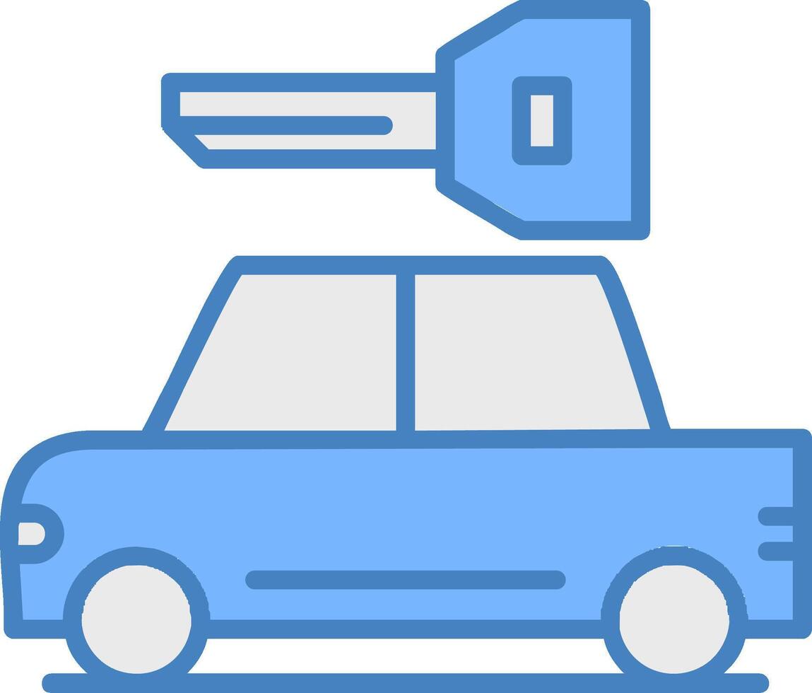 Rental Car Line Filled Blue Icon vector