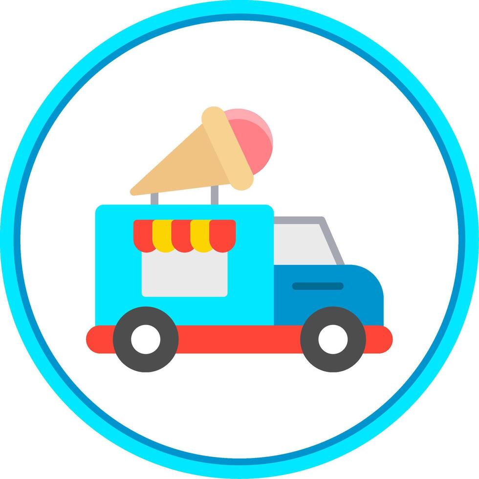Ice Cream Truck Flat Circle Icon vector