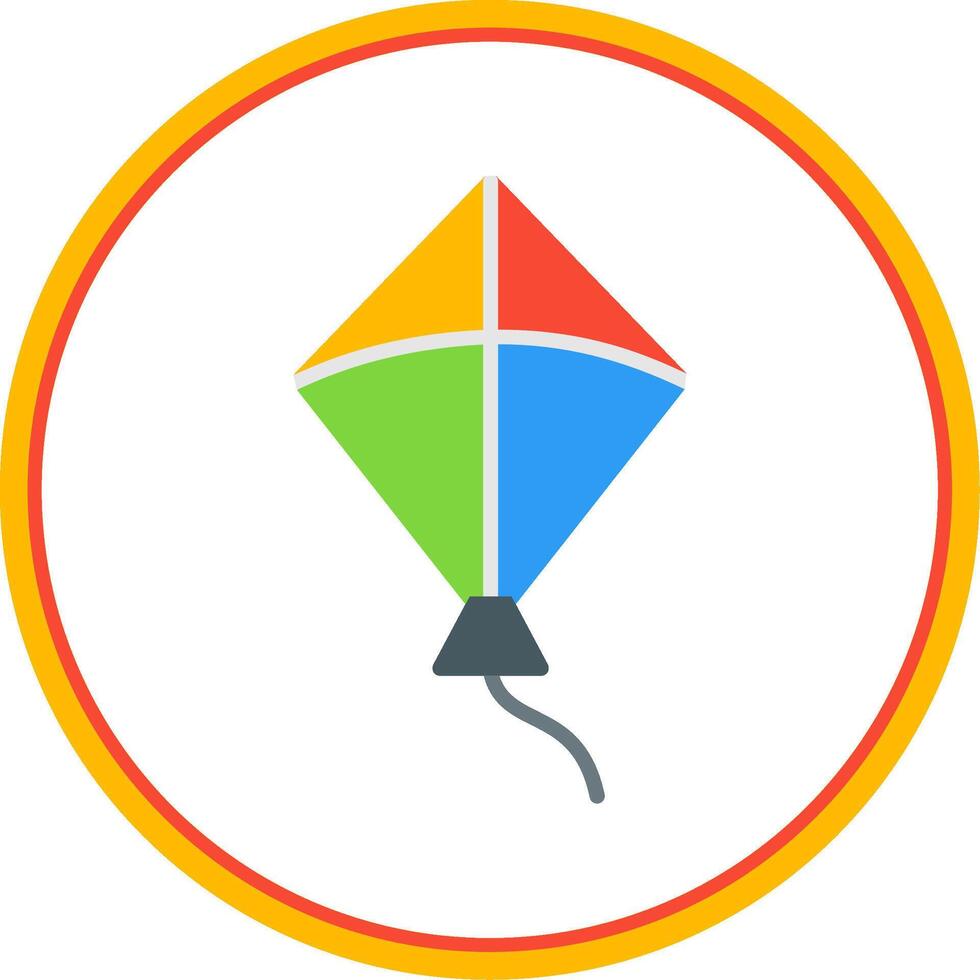 Kite Flat Circle Icon vector