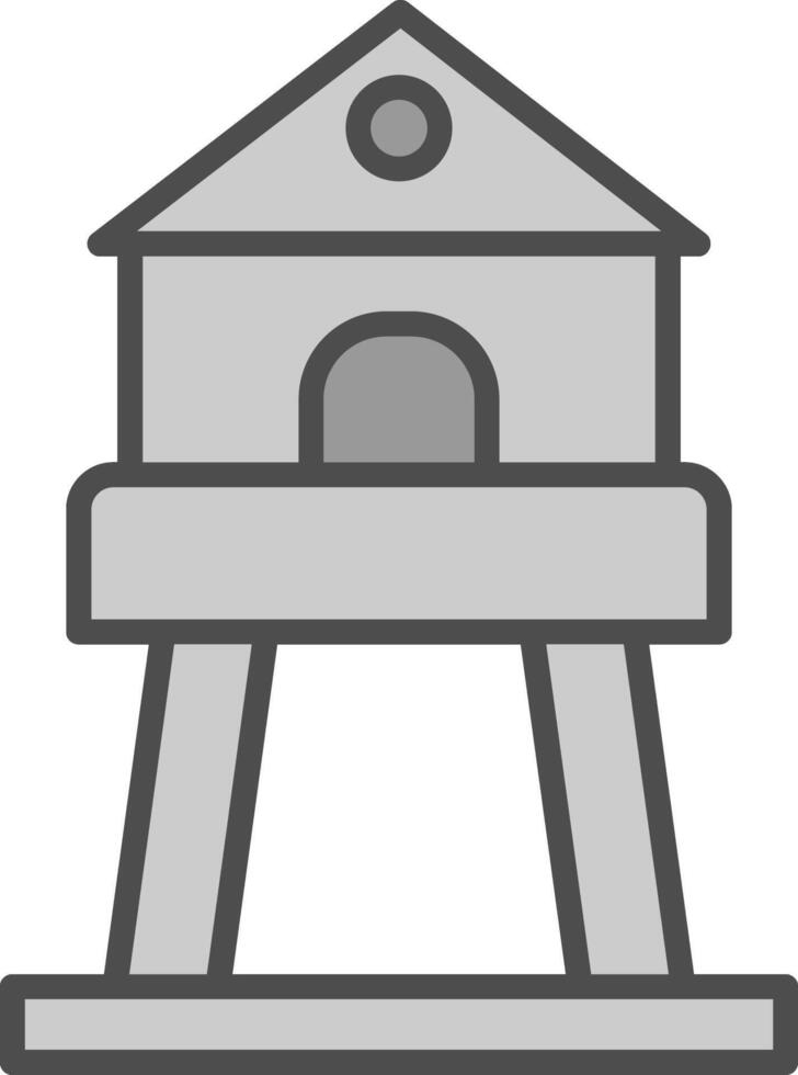 torre línea lleno escala de grises icono diseño vector