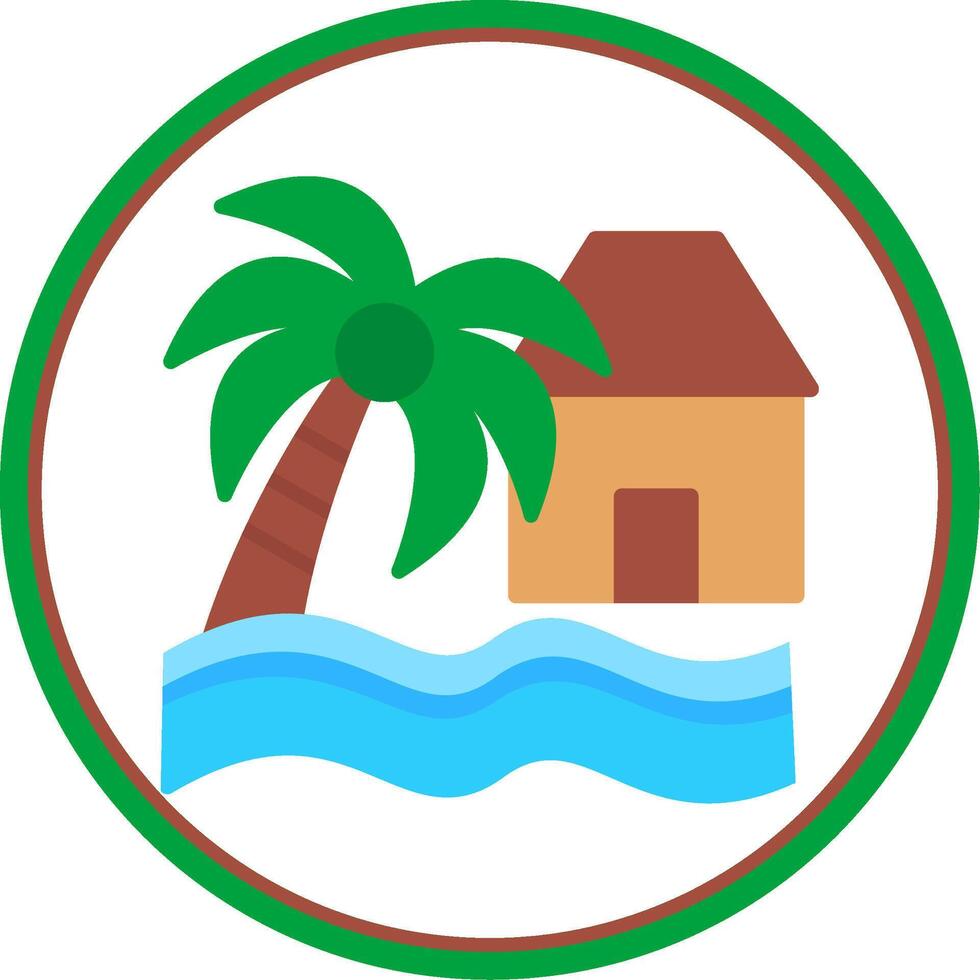 Beach House Flat Circle Icon vector