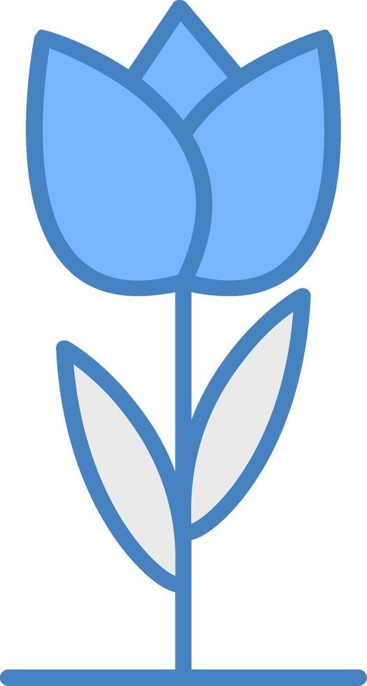 Tulip Line Filled Blue Icon vector