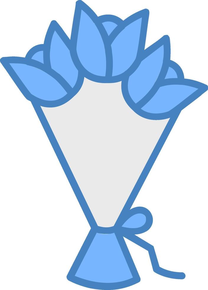 Hand Bouquet Line Filled Blue Icon vector