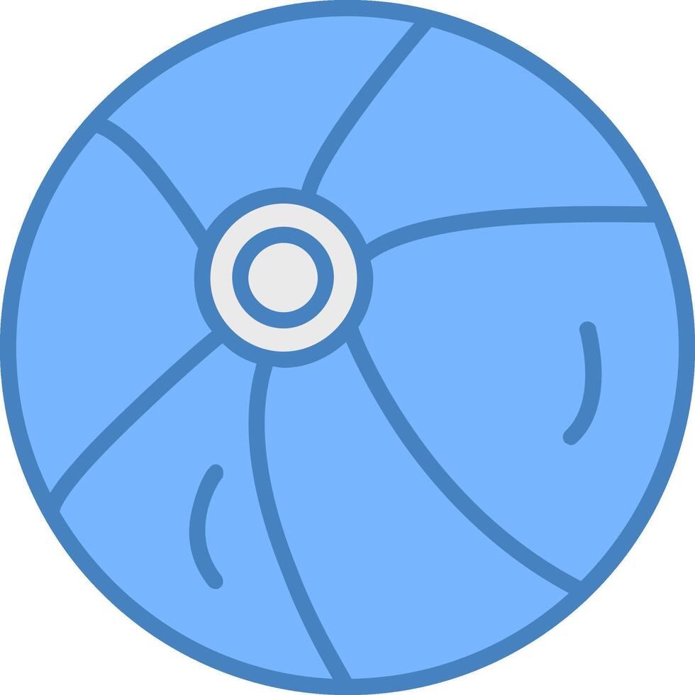 playa pelota línea lleno azul icono vector