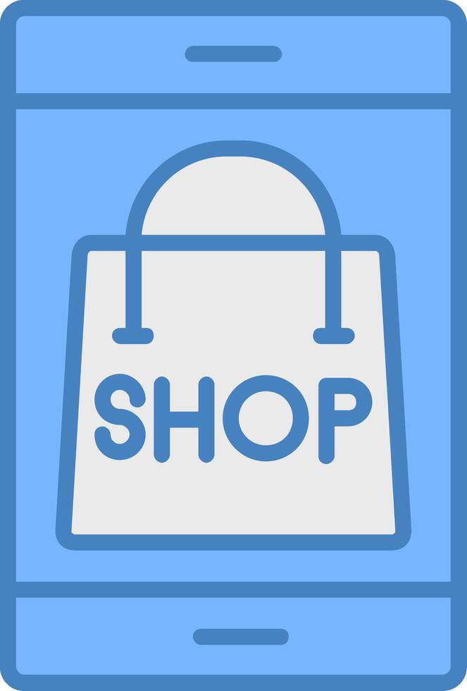 OnLine Filled Blue Shoping Line Filled Blue Icon vector