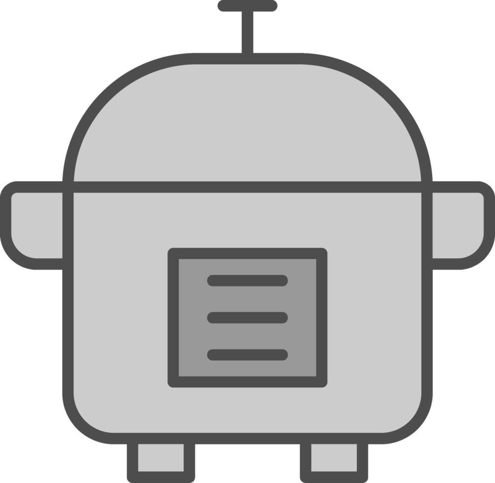 Rice Cooker Line Filled Greyscale Icon Design vector