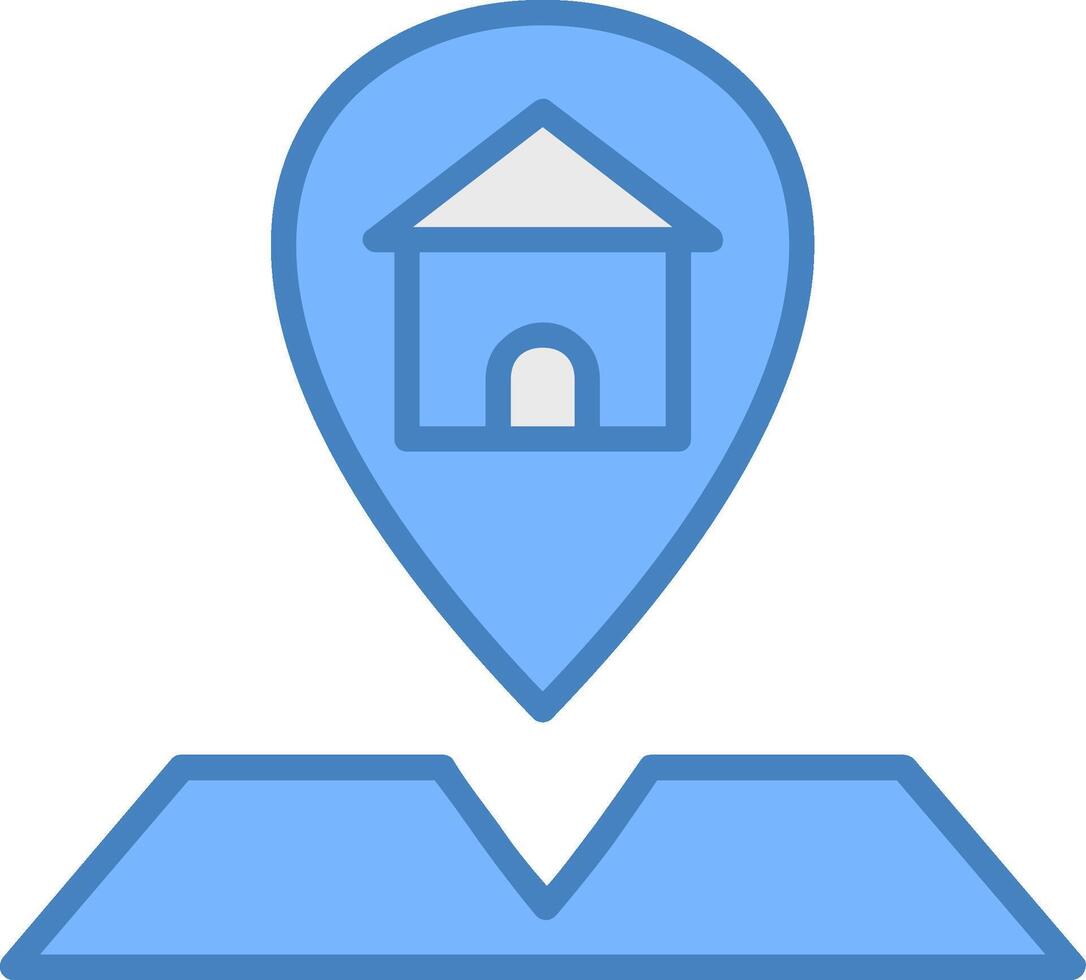 Location Line Filled Blue Icon vector