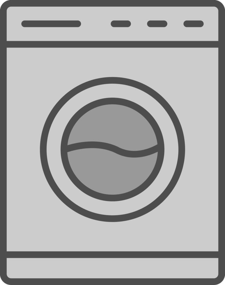 Lavado máquina línea lleno escala de grises icono diseño vector