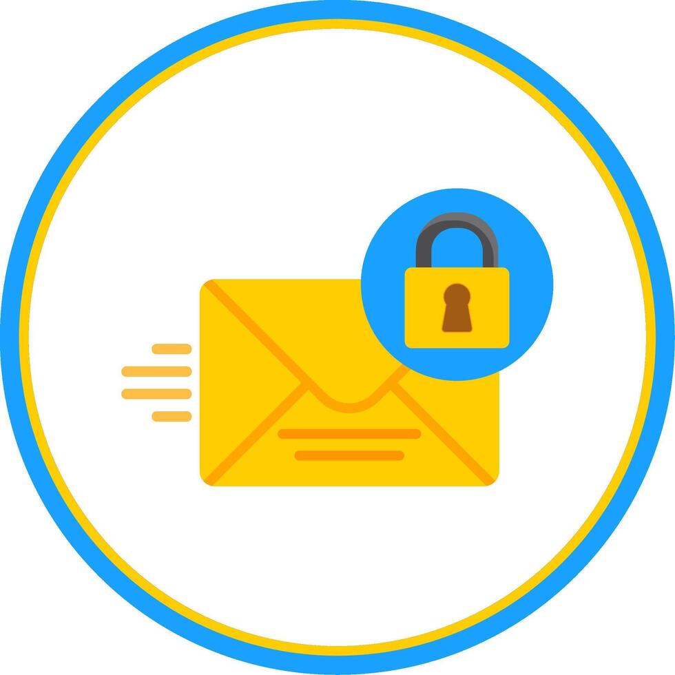Mail Protection Flat Circle Icon vector