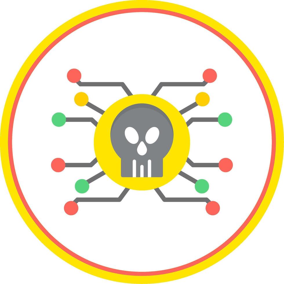 Cyber Attack Flat Circle Icon vector