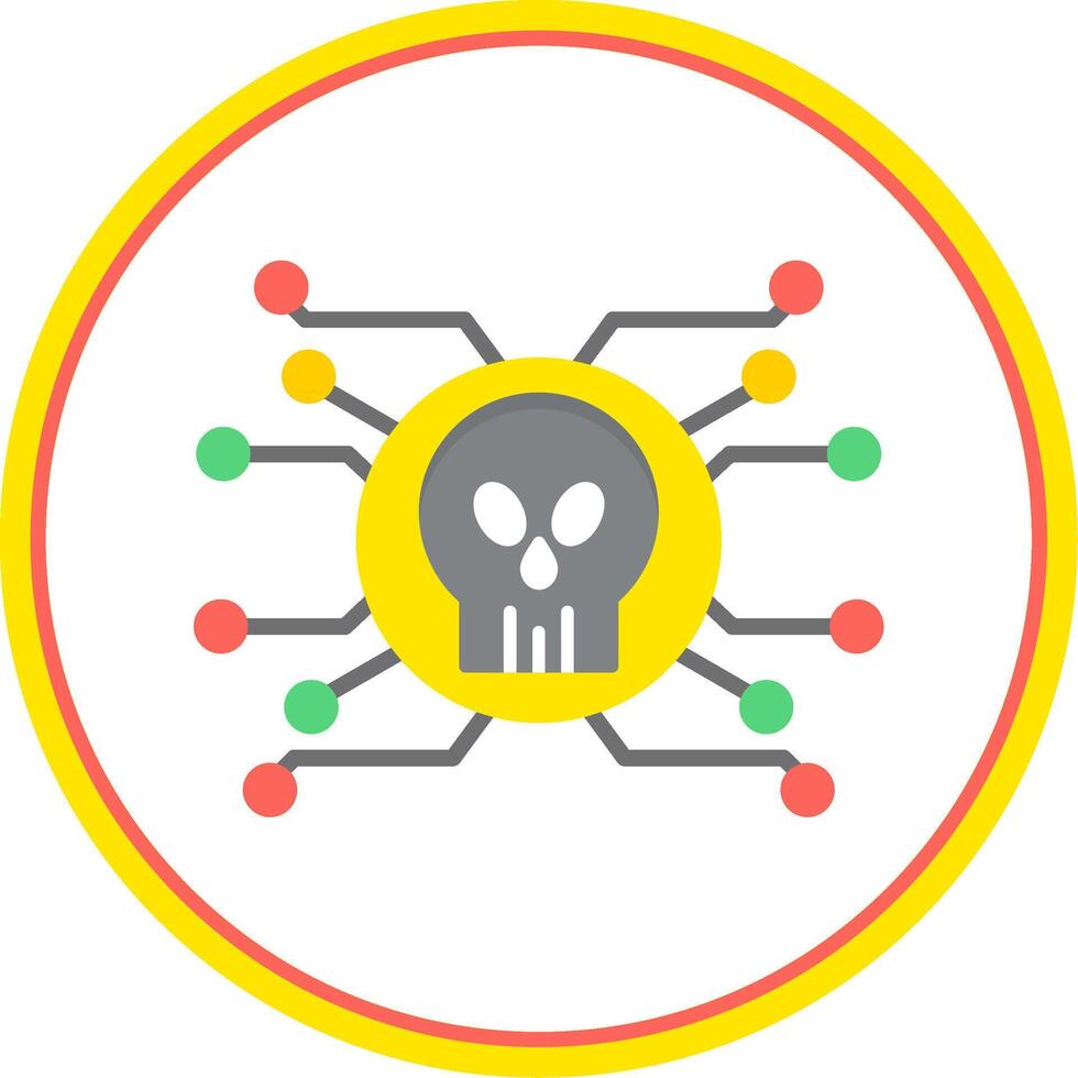 Cyber Attack Flat Circle Icon vector