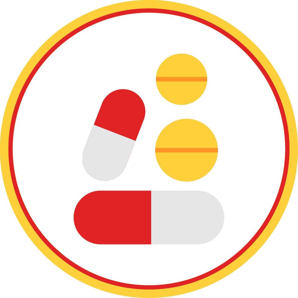 Pills Flat Circle Icon vector