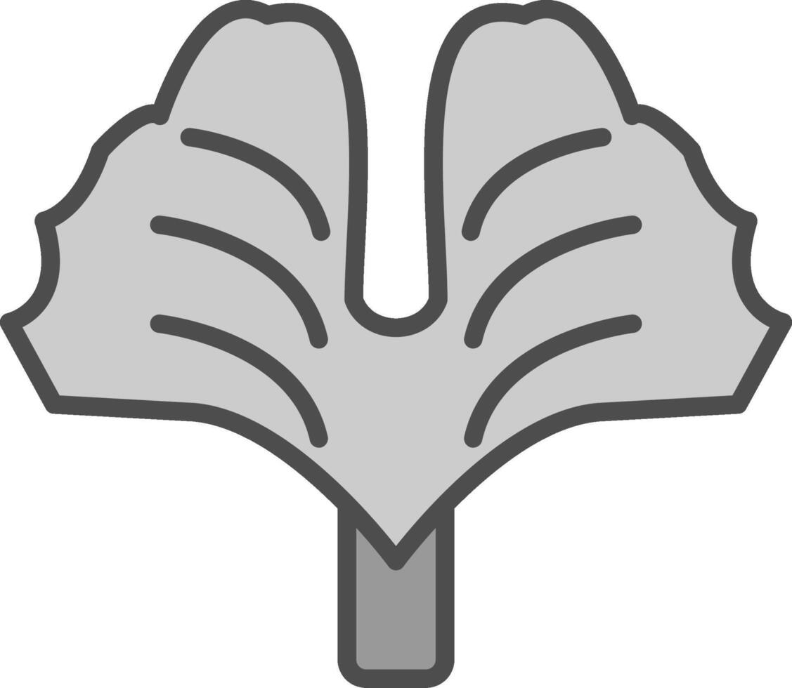 gingko biloba línea lleno escala de grises icono diseño vector