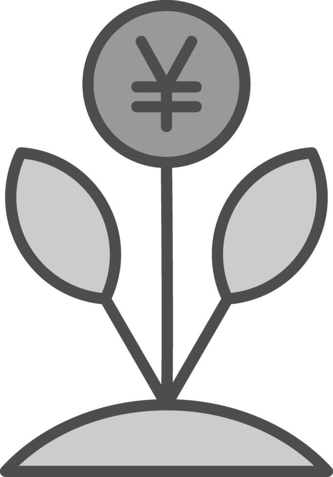 Chinese Money Plant Line Filled Greyscale Icon Design vector