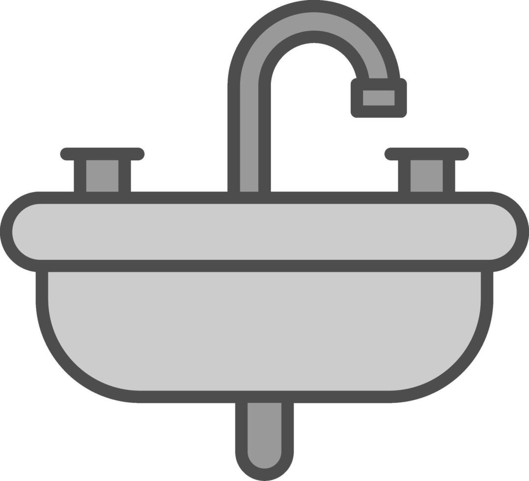 lavabo línea lleno escala de grises icono diseño vector