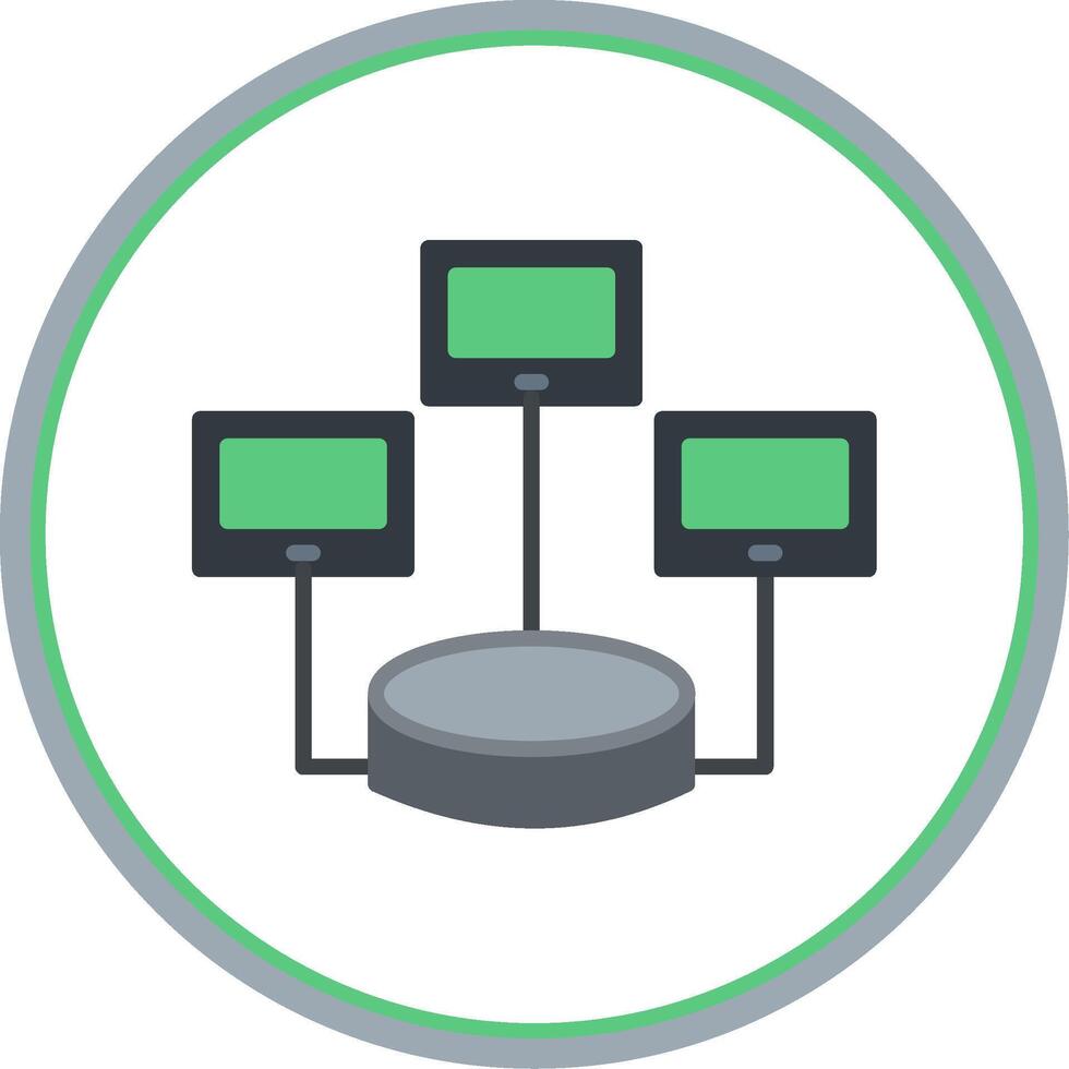 repartido base de datos plano circulo icono vector