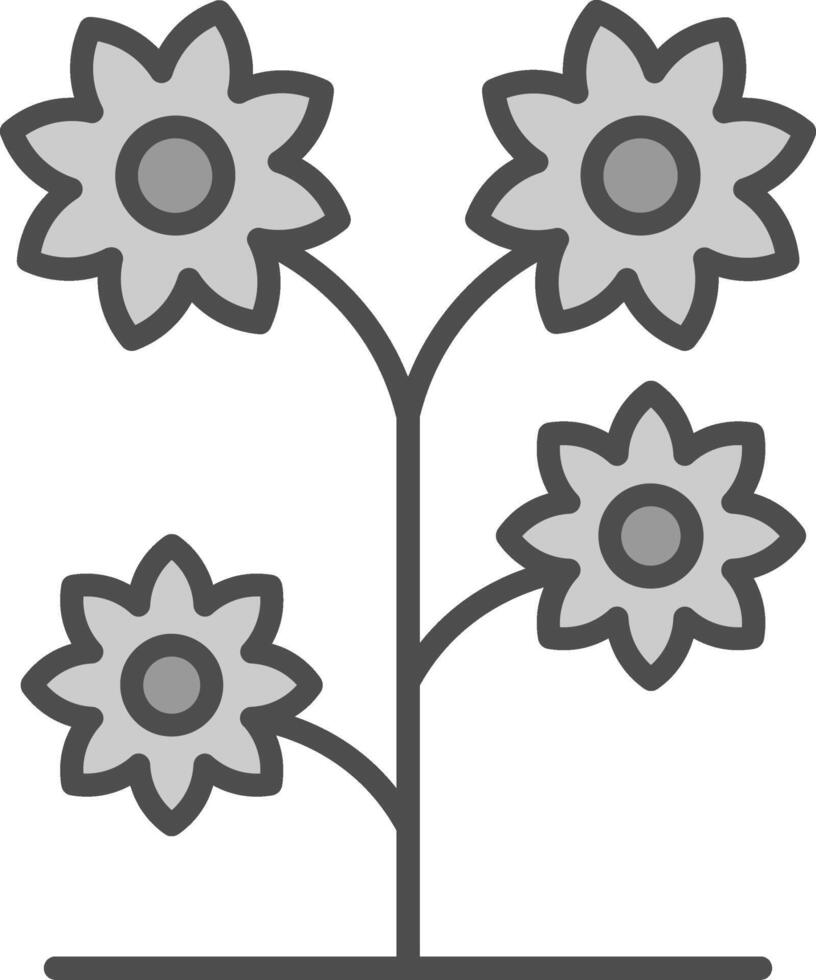 Flower Line Filled Greyscale Icon Design vector