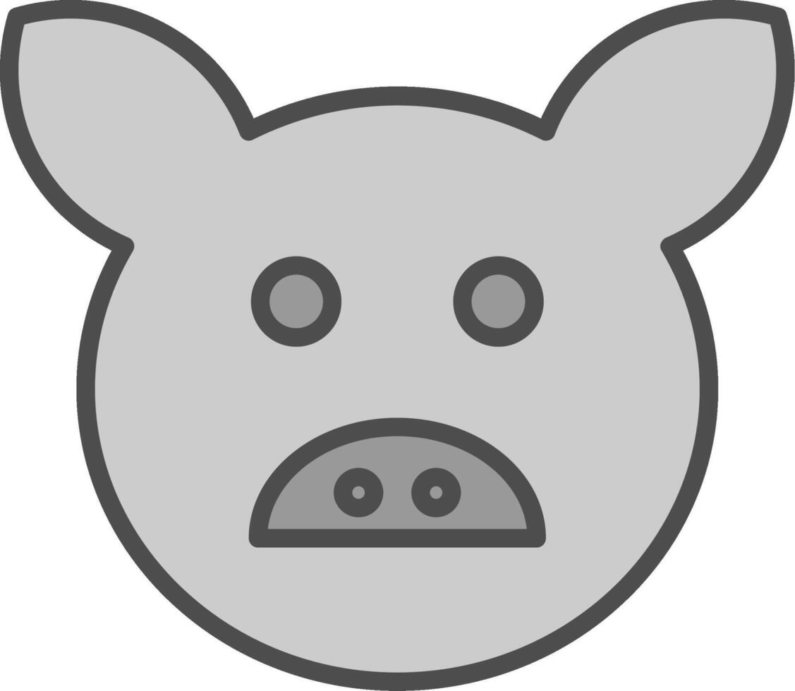 Pig Line Filled Greyscale Icon Design vector