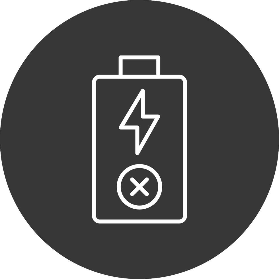 Empty Battery Line Inverted Icon Design vector