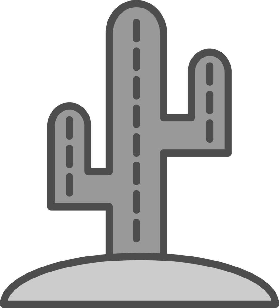 cactus línea lleno escala de grises icono diseño vector