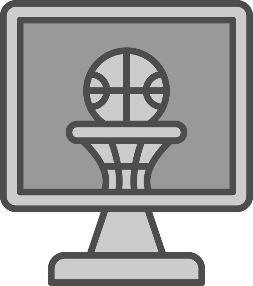 baloncesto línea lleno escala de grises icono diseño vector