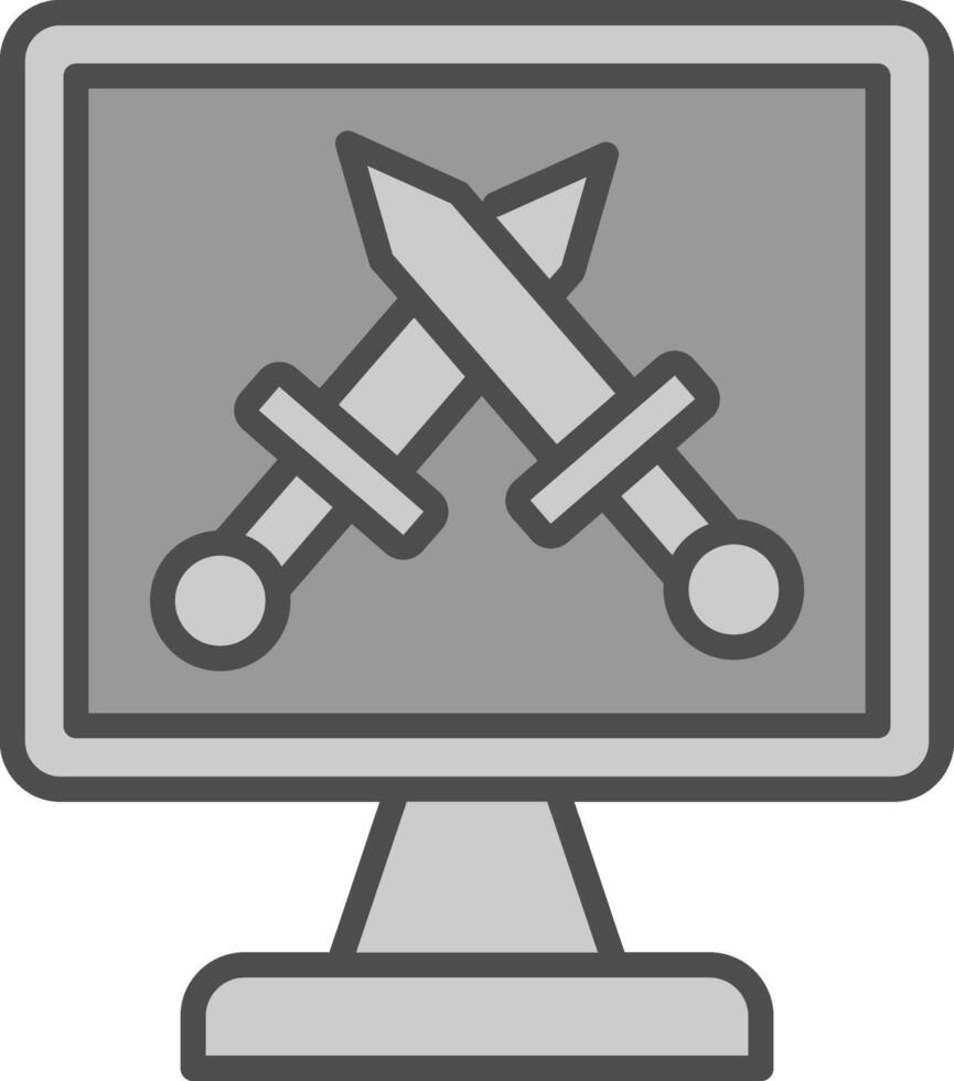 Monitor Screen Line Filled Greyscale Icon Design vector