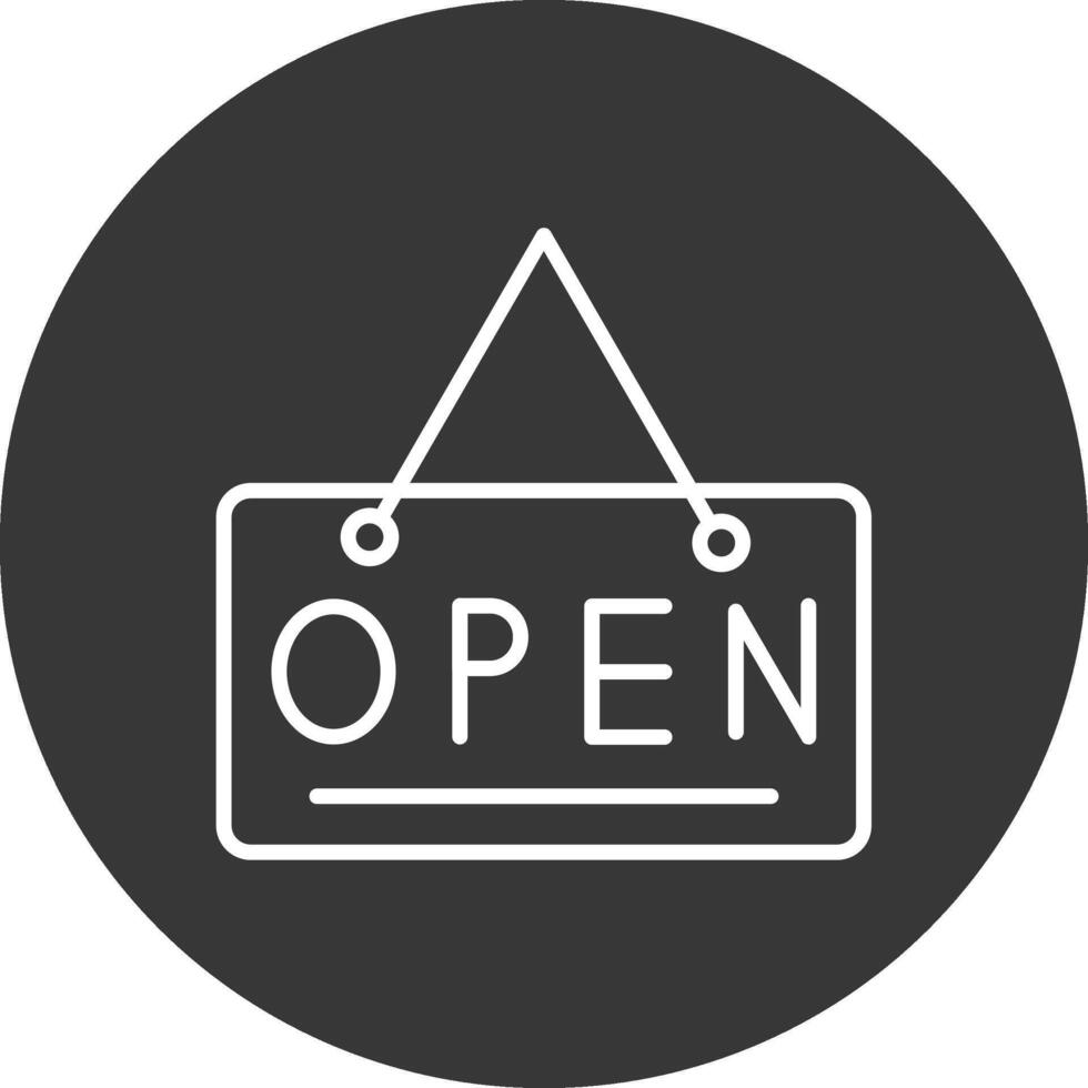 Open Sign Line Inverted Icon Design vector