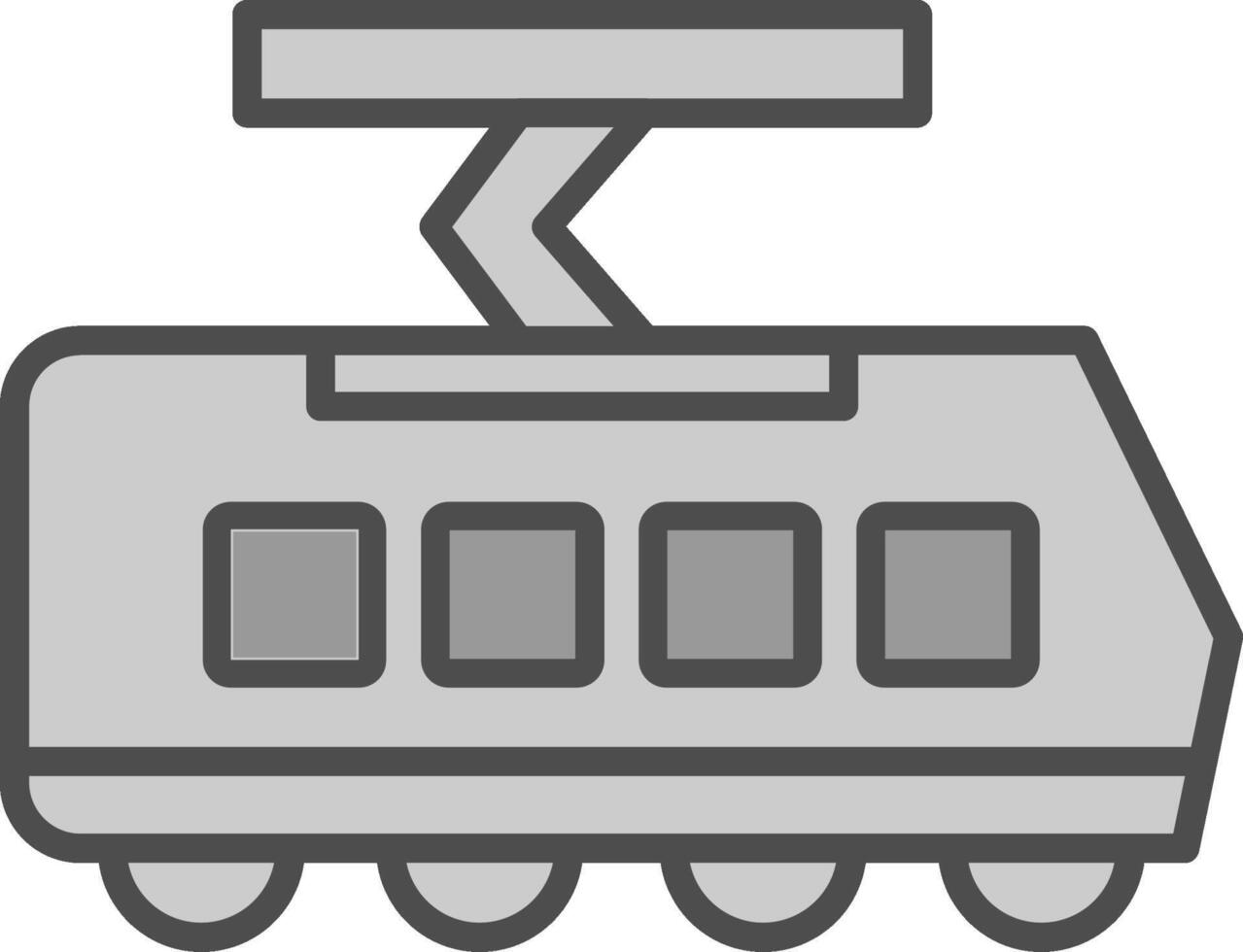 tranvía línea lleno escala de grises icono diseño vector