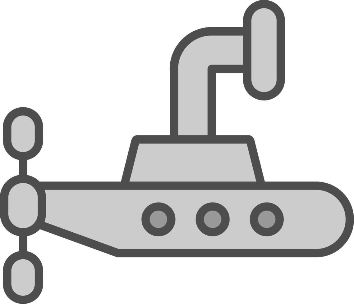 Submarine Line Filled Greyscale Icon Design vector