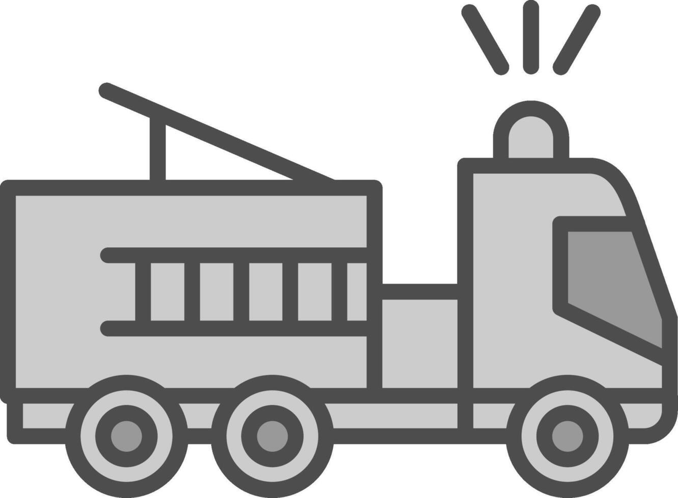 fuego camión línea lleno escala de grises icono diseño vector