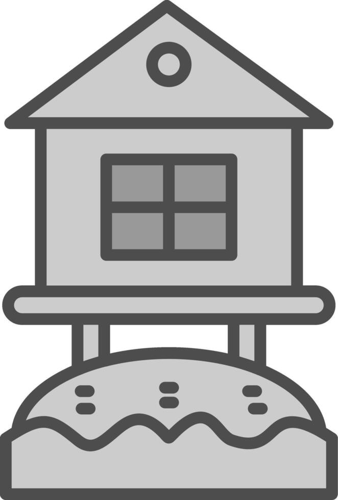 Beach Hut Line Filled Greyscale Icon Design vector