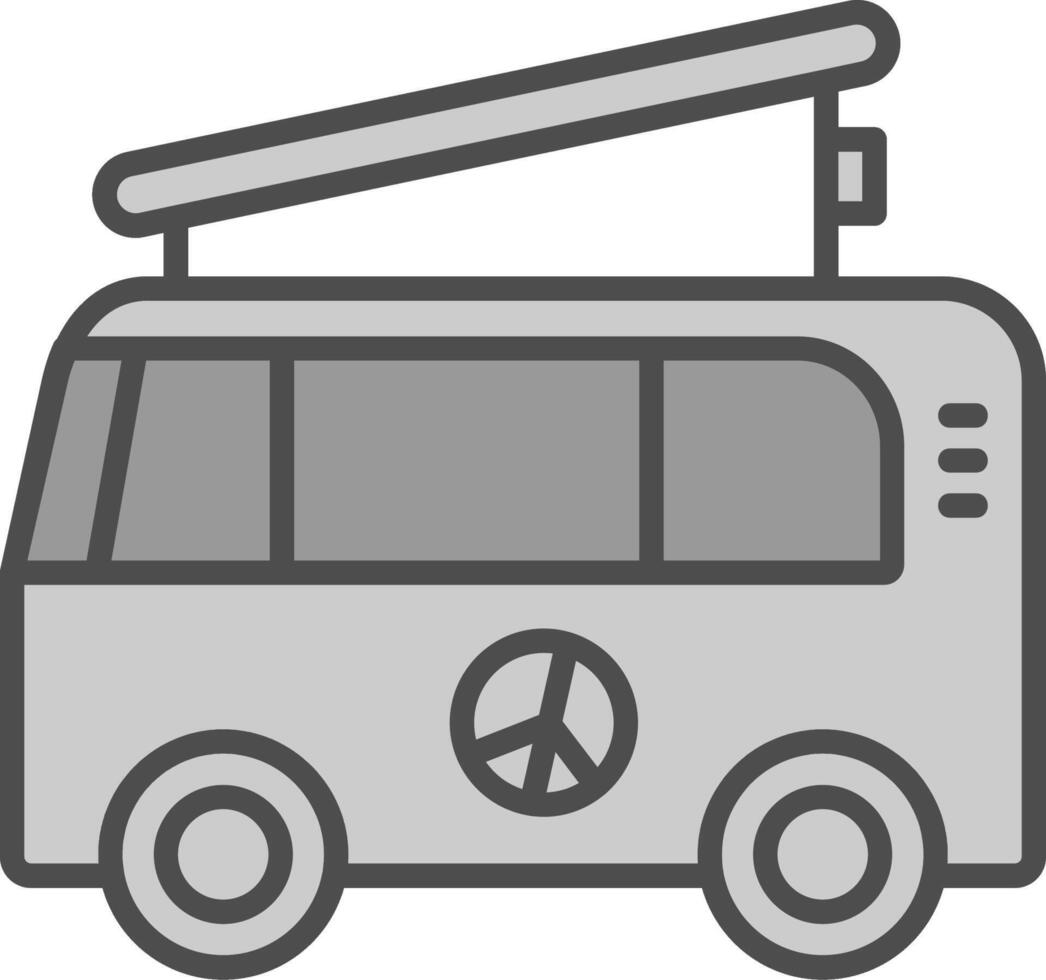 camper camioneta línea lleno escala de grises icono diseño vector